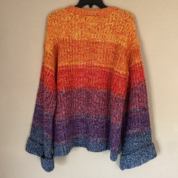 Kori, large, rainbow sweater with wide sleeves/cuffs - Picture 8 of 13